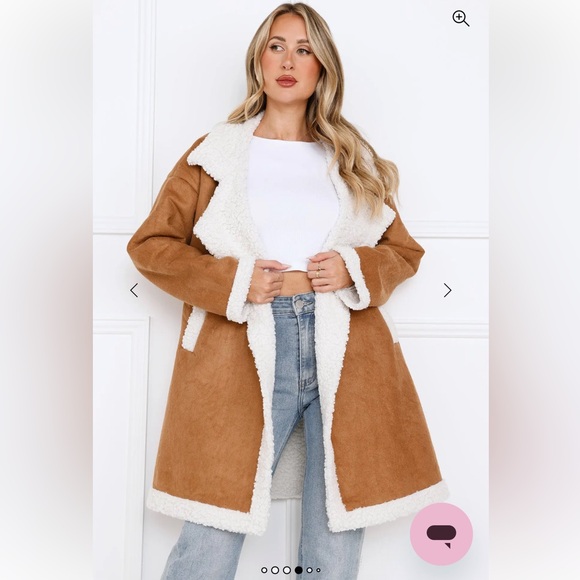 Hello Molly Tan Teddy Jacket with White Accents - Picture 3 of 4